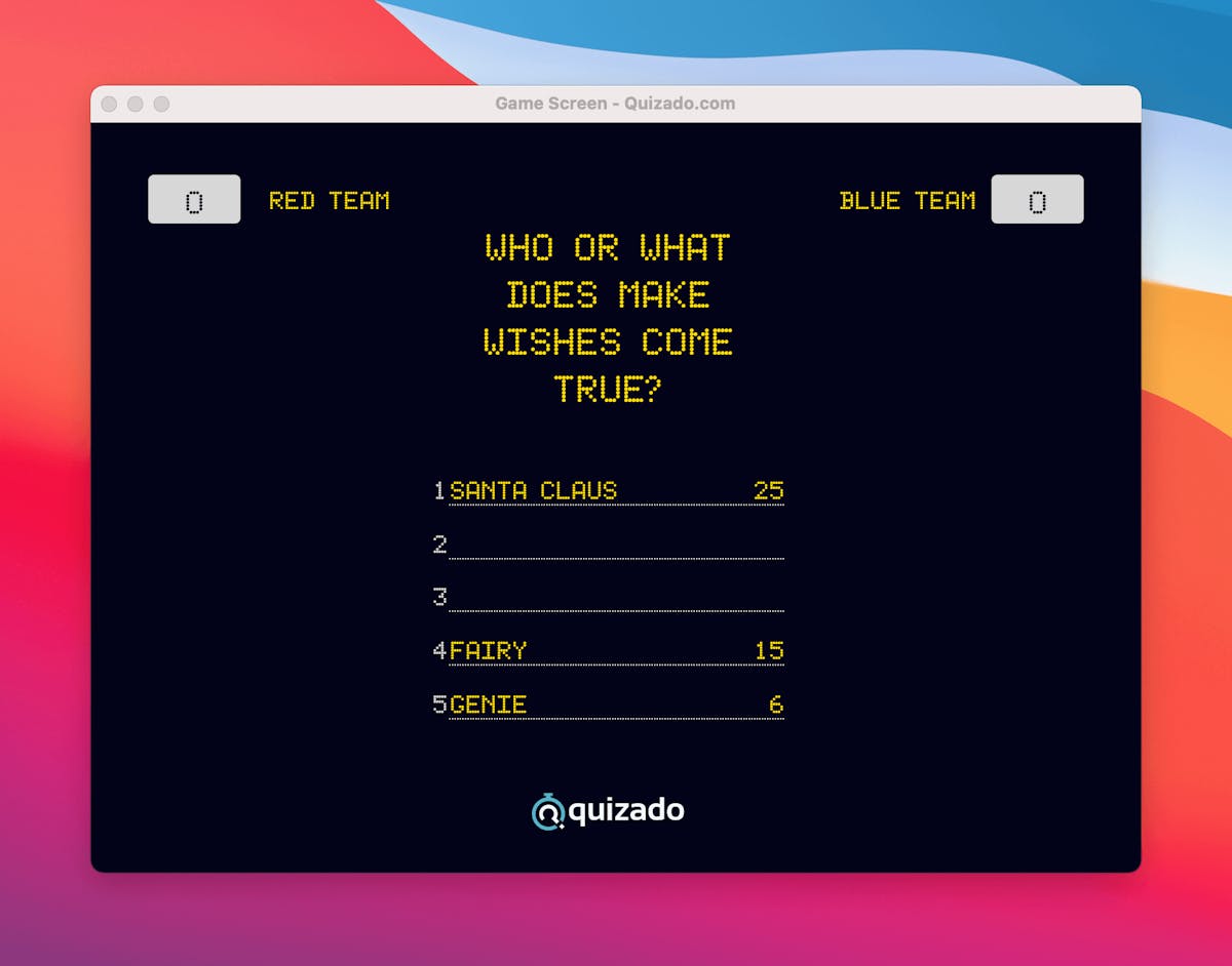 quizado family feud game question who makes wishes come true
